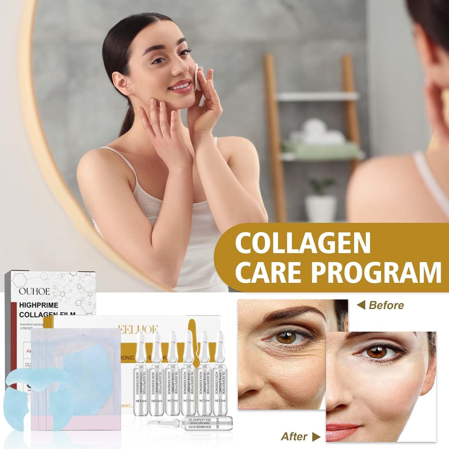 Fogli Collagene Viso Assorbibili, Highprime Collagen Film Viso, Collagene Film Viso Solubile, Korean Collagen Firming Mask, Set Di Fusione Di Collagene, Cura Della Pelle E Rassodamento