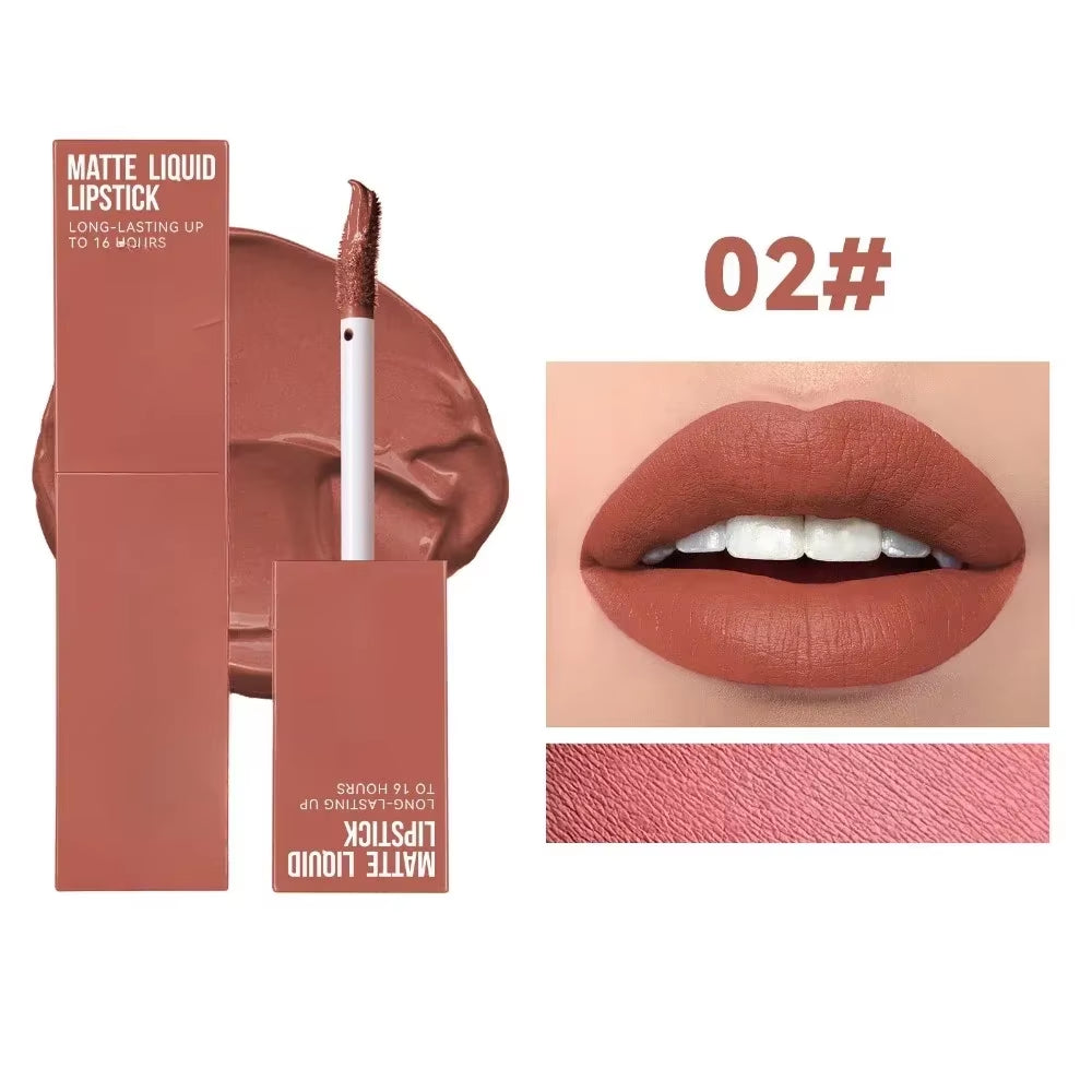 Cheap Matte Ink Liquid Lipstick Non-Stick Cup Long Lasting Velvet Nude Lip Gloss Waterproof Lips Tint Waterproof Korean Make Up