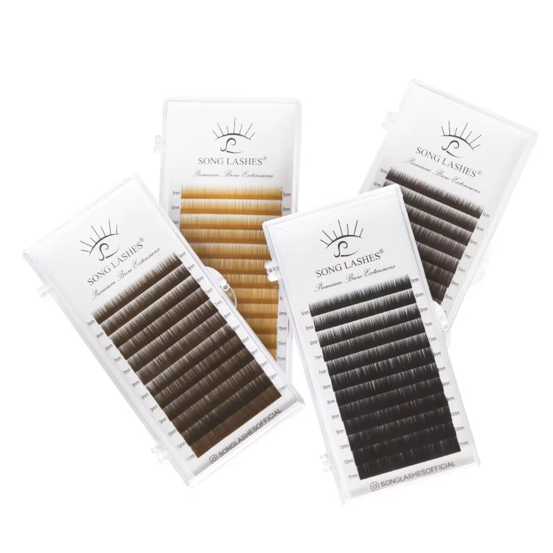 High Quality Straight Curvate Eyebrow Extensions False Eyebrow 12 Lines Brown Color Eyebrow Extension