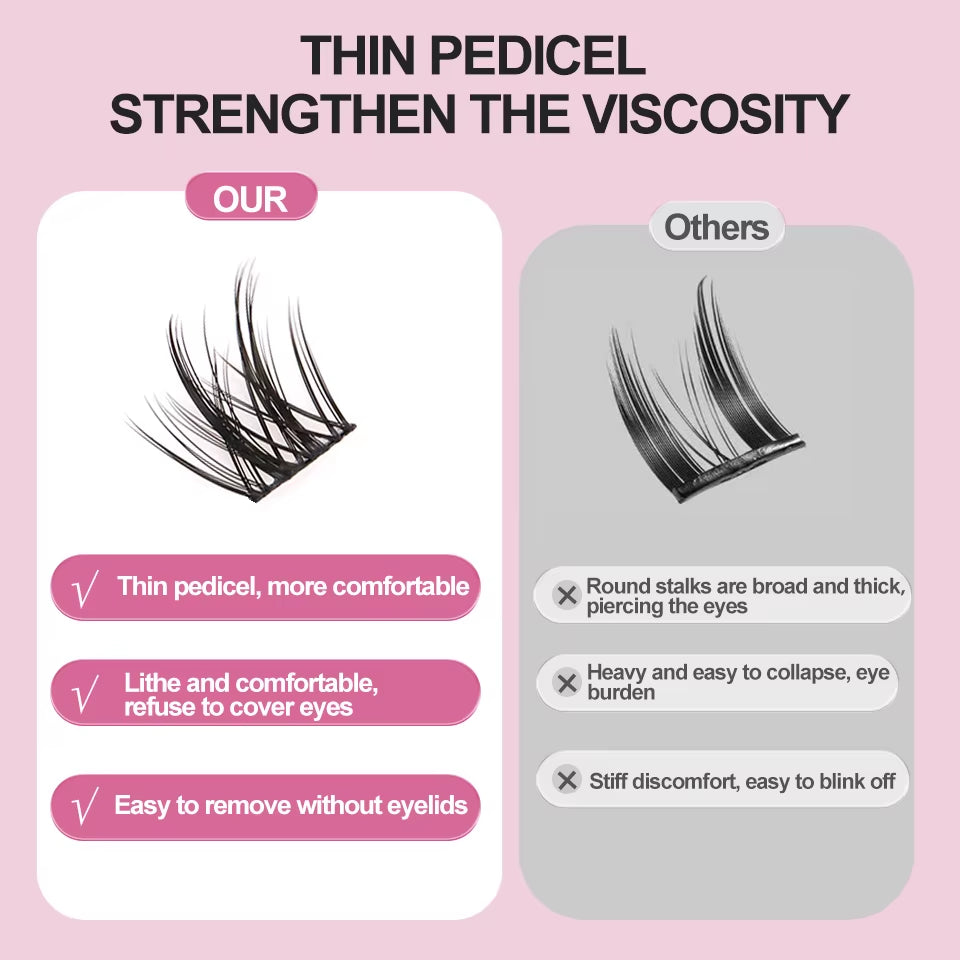 Brown and Black Cluster at Home Eyelashes DIY Mixed Color Individual Fan Lashes Extension Fluffy 3D Effect Faux Makeup Eyelashes