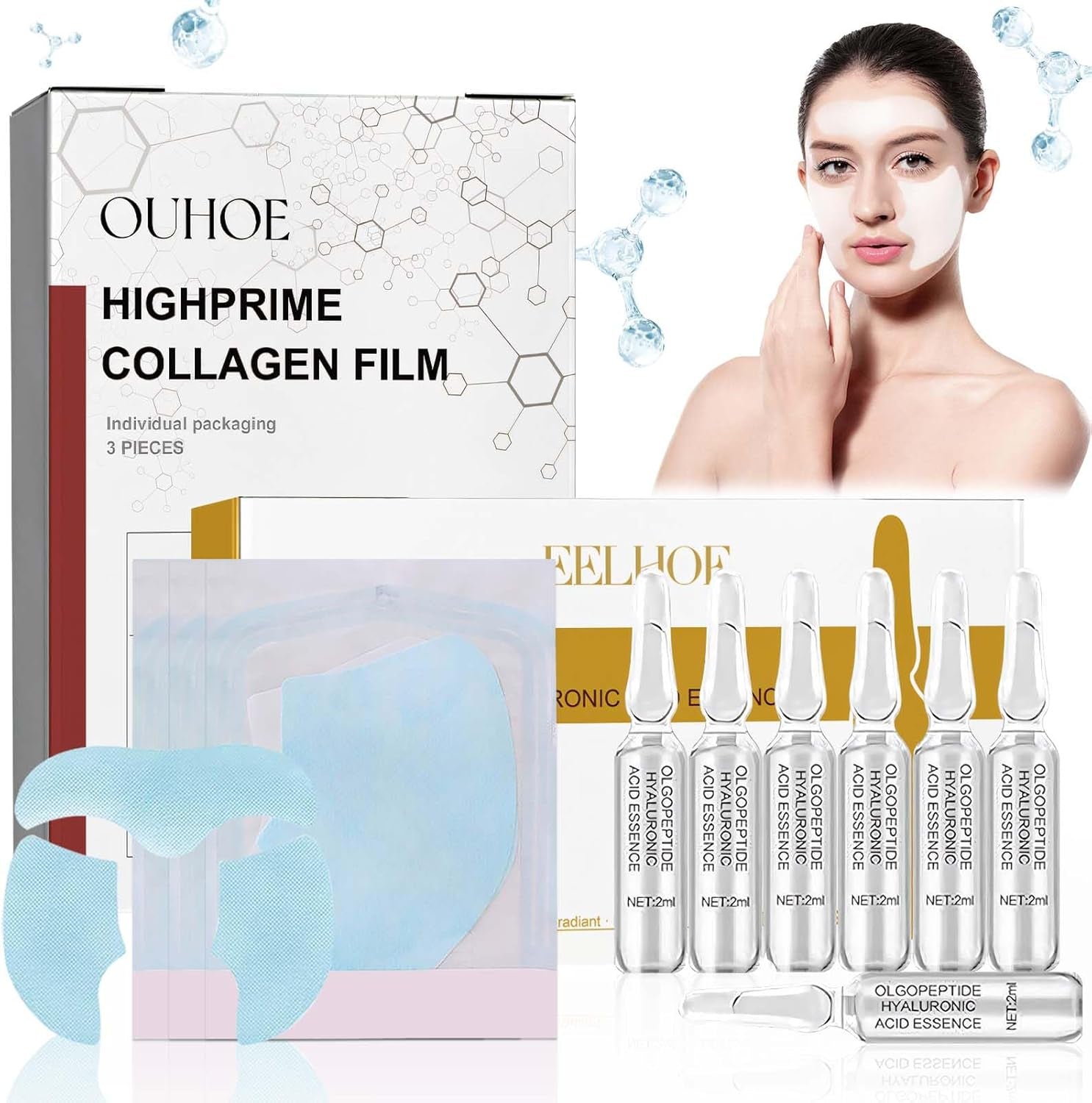 Fogli Collagene Viso Assorbibili, Highprime Collagen Film Viso, Collagene Film Viso Solubile, Korean Collagen Firming Mask, Set Di Fusione Di Collagene, Cura Della Pelle E Rassodamento