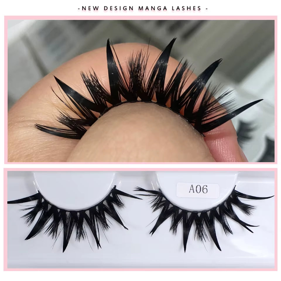 Eyelashes New Design Wet Manga Lashes Korean Makup Fashion Long Thick Natural Fake Eyelashes