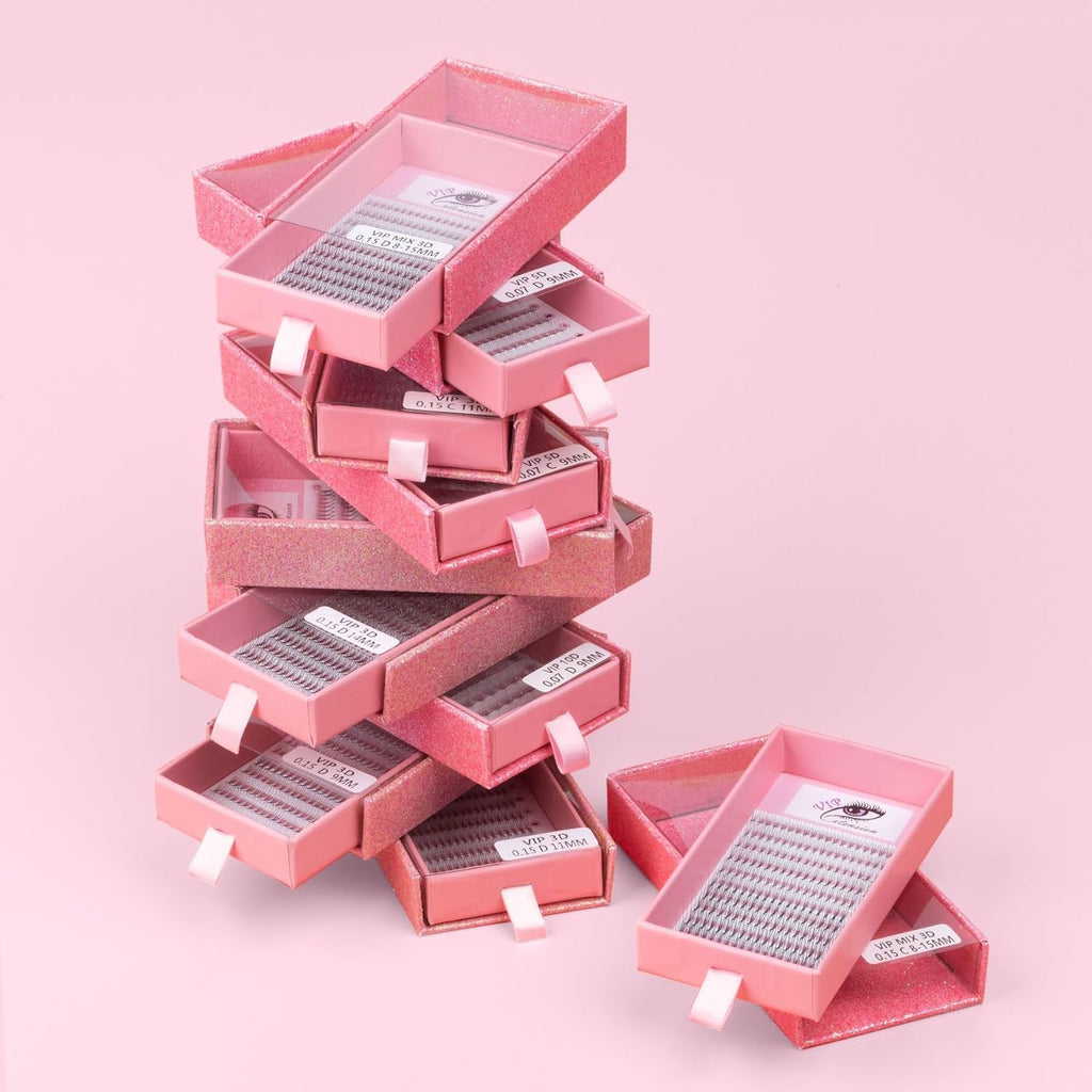 Extension Ciglia 10D - Ciglia Finte Ciuffetti - 0,07Mm - Curvatura D - 12 Mm - Premade Fan - Ciglia Volume Russo Effetto Hollywood Professionali