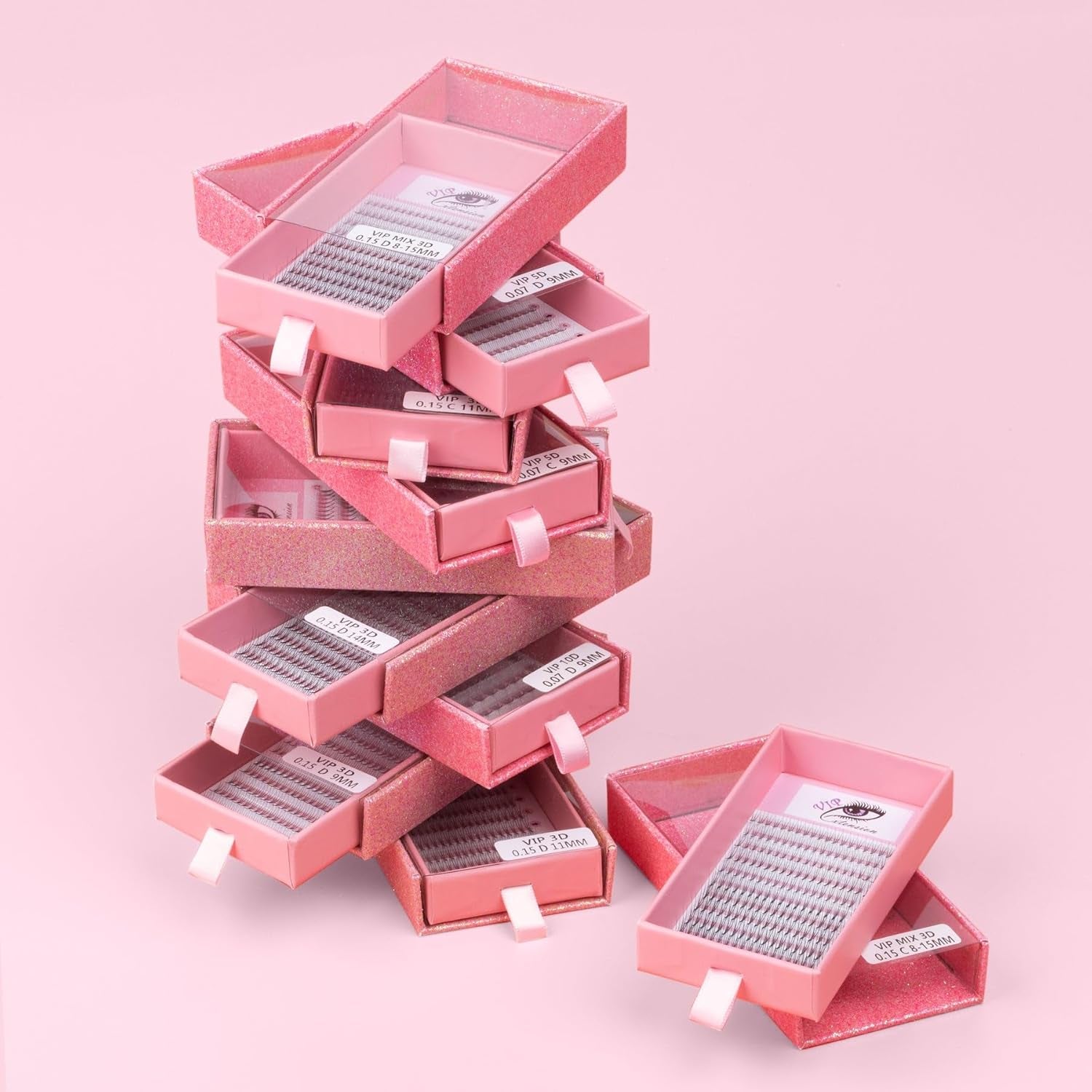 Extension Ciglia 10D - Ciglia Finte Ciuffetti - 0,07Mm - Curvatura D - 12 Mm - Premade Fan - Ciglia Volume Russo Effetto Hollywood Professionali