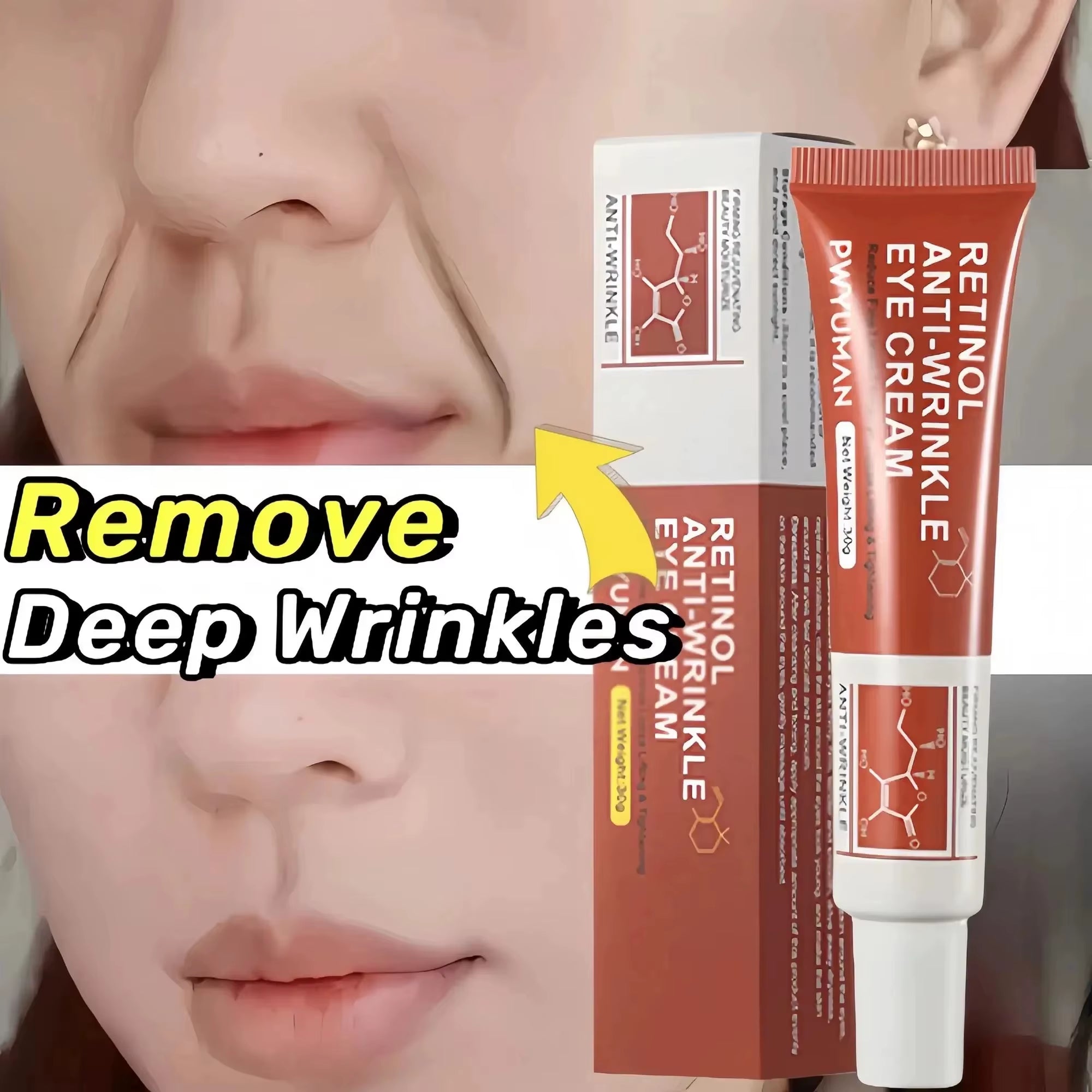 Retinol Wrinkle Removal Cream Fade Face Eye Fine Line Instant anti Aging Whitening Anti-Wrinkle Dark Circles Dismiss Cream 30G