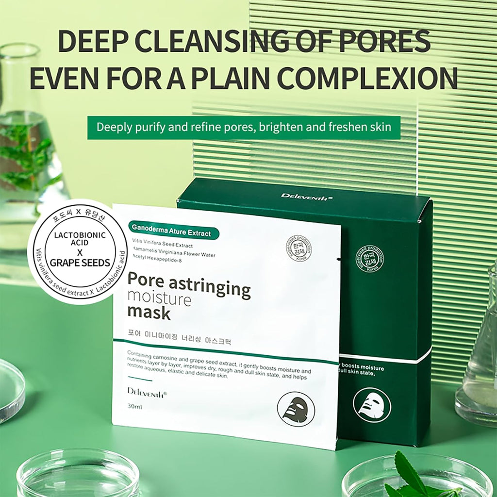 Korean Brand Lactobionic Acid Facial Mask 30Ml×10Pcs / Post-Makeup Deep Cleansing & Moisturizing, Anti-Aging, Anti-Oxidant, Anti-Acne & Anti-Inflammatory, Shrink Pores