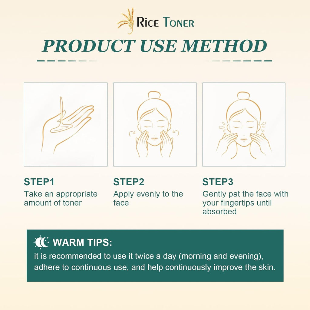 Rice Toner, Tonico Idratante Viso, Korean Skincare Rice Toner,Toner Viso Estratto Di Riso, Rassodante, Idratante, Non Grasso, Adatto a Tutti I Tipi Di Pelle, 150 Ml