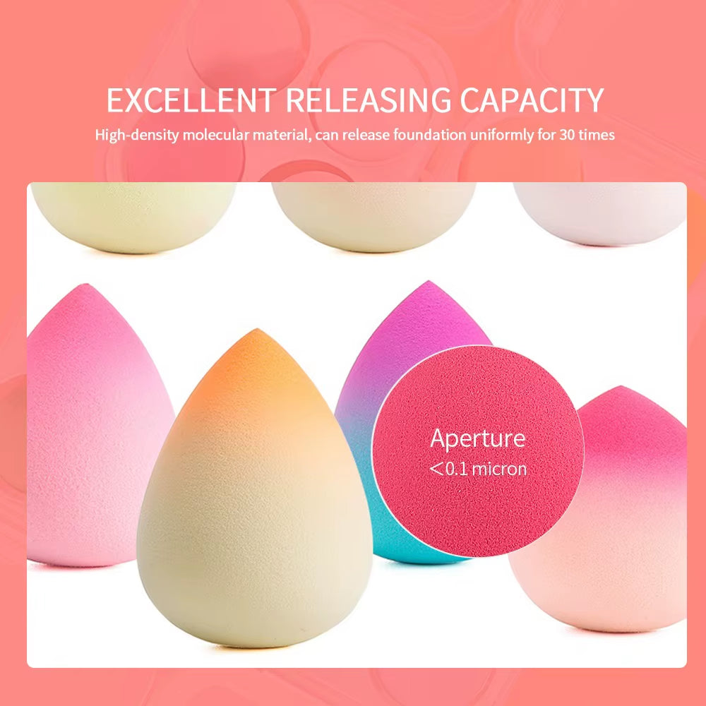 Makeup Sponge Gradient Color Egg Foundation Sponge Water Drop Shape Smooth Applying Cosmetic Peach Puff Powder Wet&Dry Dual Use