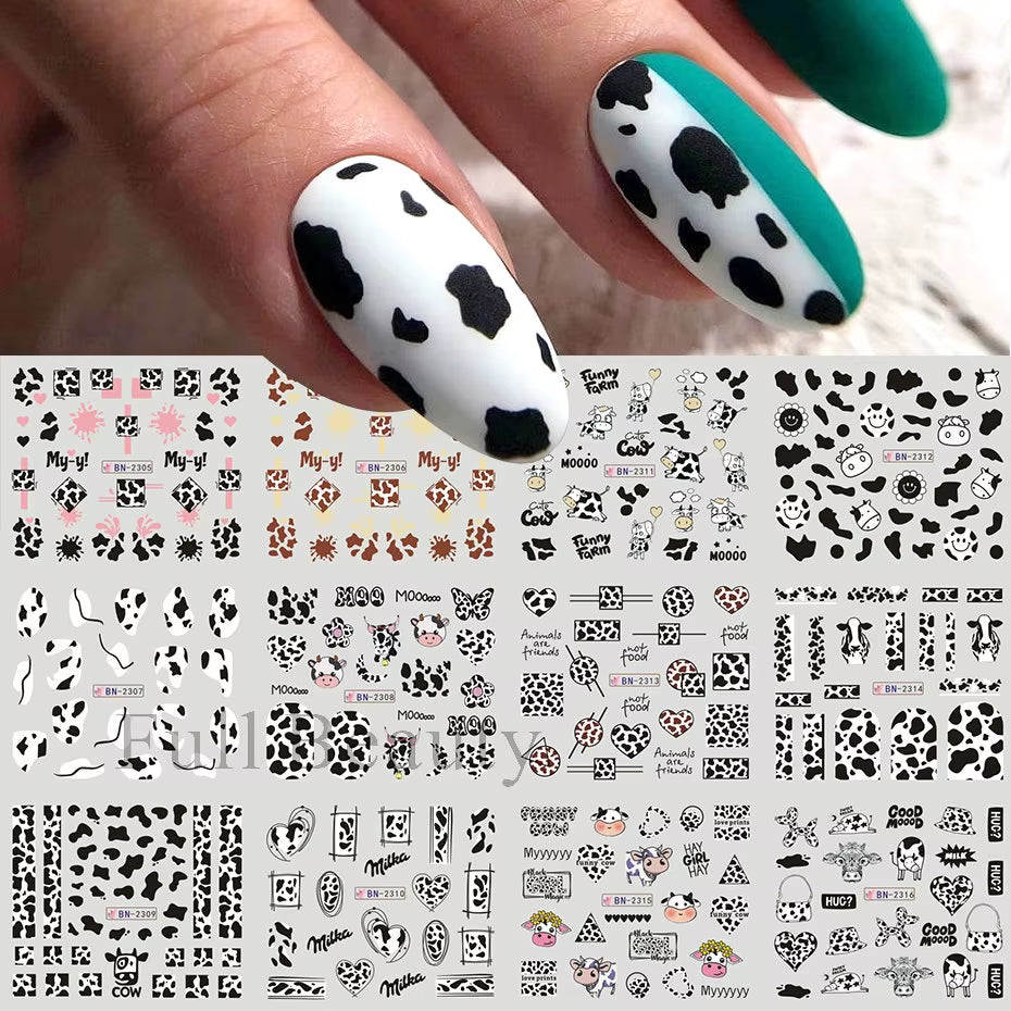 12Pcs Kawaii Cat Nail Water Sticker Anime Watercolor Design Foil for Nail Decals Cute Cartoon Watermark Transfer Manicure Slider