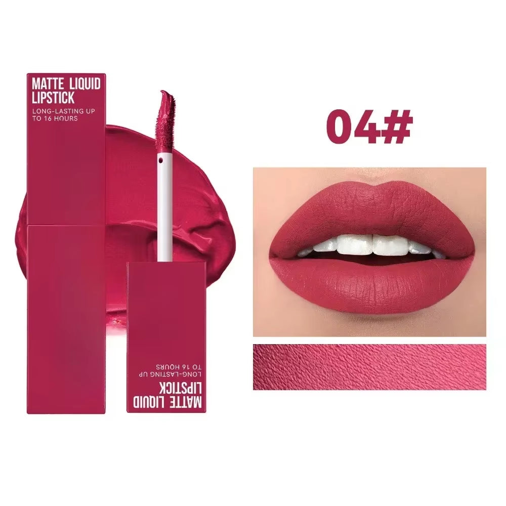 Cheap Matte Ink Liquid Lipstick Non-Stick Cup Long Lasting Velvet Nude Lip Gloss Waterproof Lips Tint Waterproof Korean Make Up