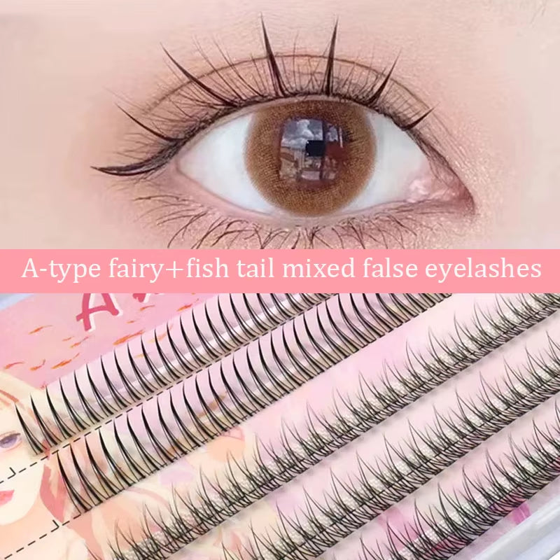 Fishtail + A-Type Mixed Hair Five Rows Mixed Natural False Eyelashes Self-Grafting Single Cluster Eyelashes Eye Lash Fa