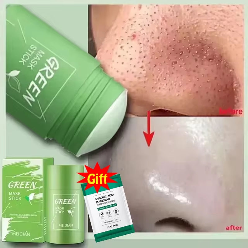 Blackhead Remover Acne Skincare Green Tea Mask Deep Clean Stick Mask Facial Dispel Acne Blemish Shrink Pore Skin Exfoliate Cream