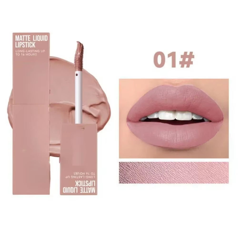 Cheap Matte Ink Liquid Lipstick Non-Stick Cup Long Lasting Velvet Nude Lip Gloss Waterproof Lips Tint Waterproof Korean Make Up