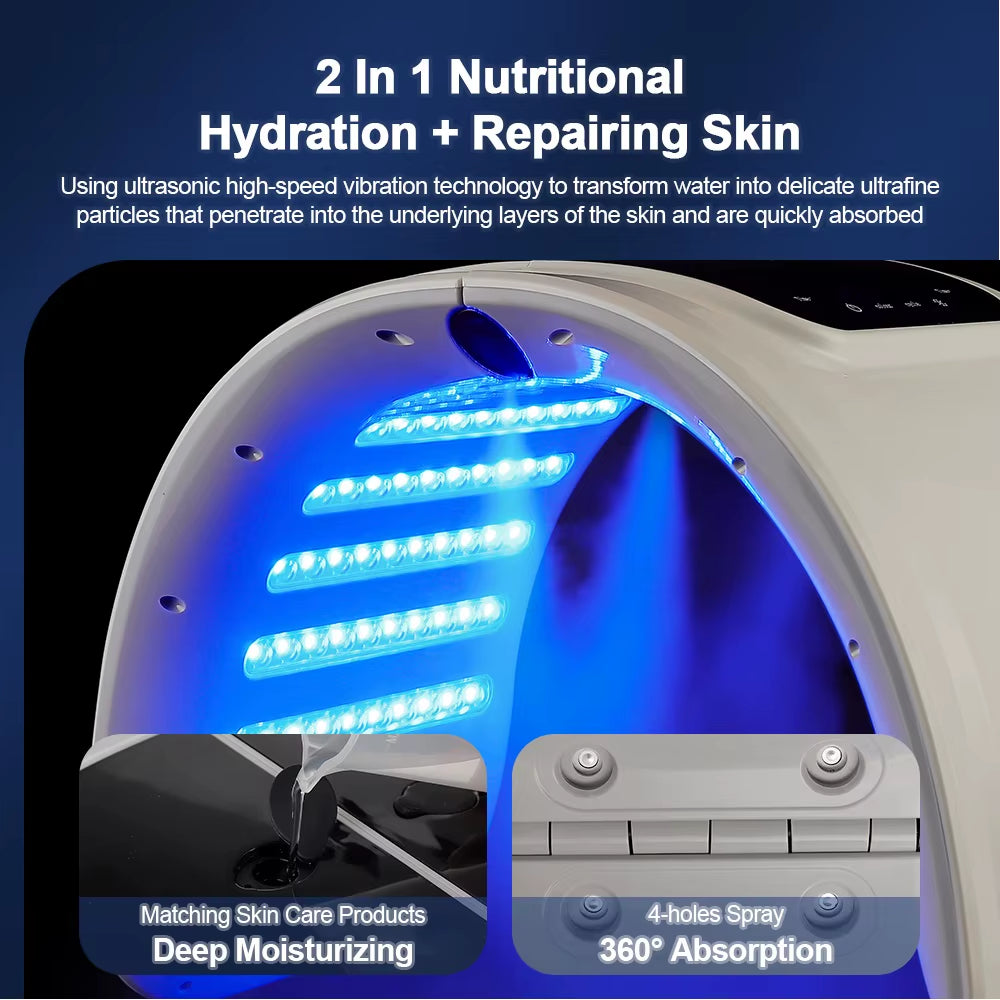 7 Colors LED Photon Machine with Nano Spray Skin Moisturizing Face&Body Mask Salon SPA Home Use Skin Rejuvenation Acne Skin Care