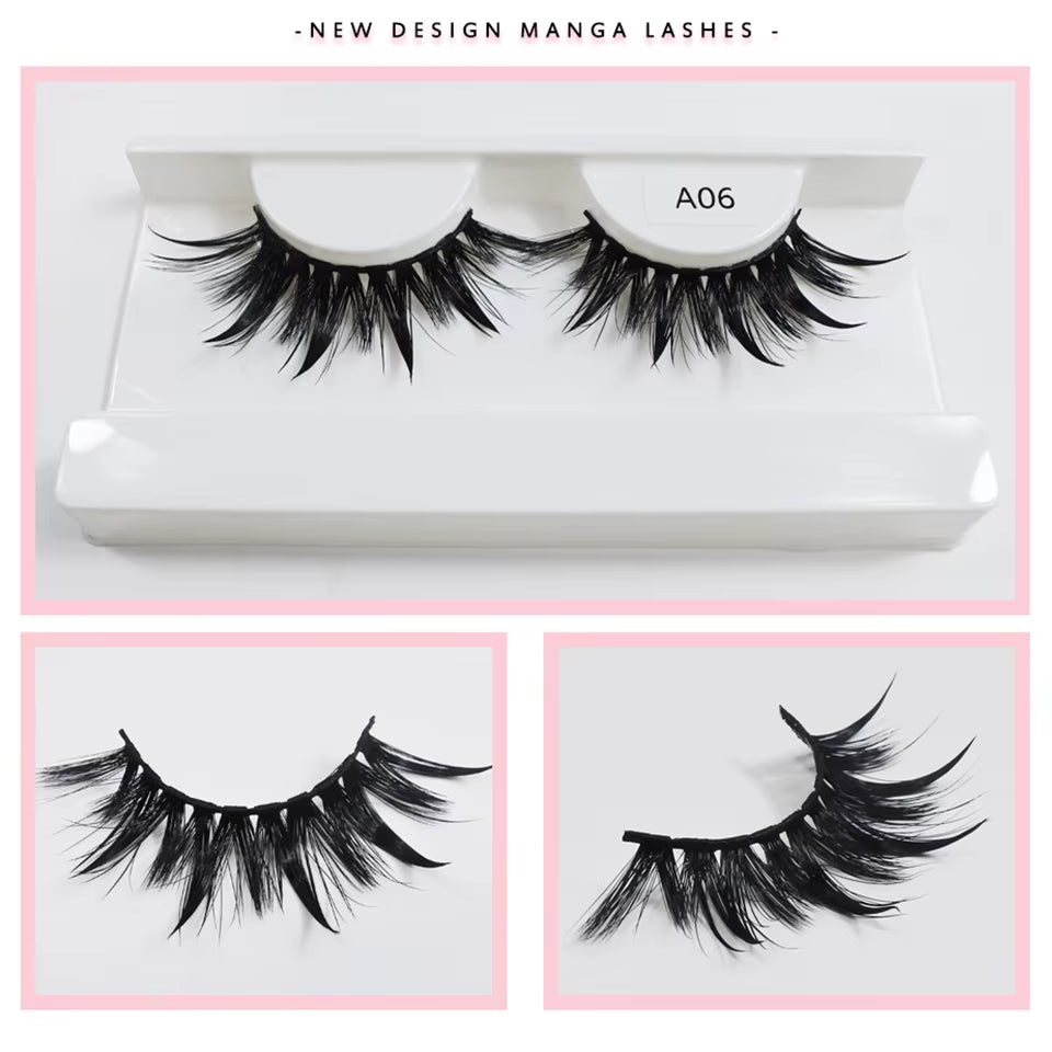 Eyelashes New Design Wet Manga Lashes Korean Makup Fashion Long Thick Natural Fake Eyelashes
