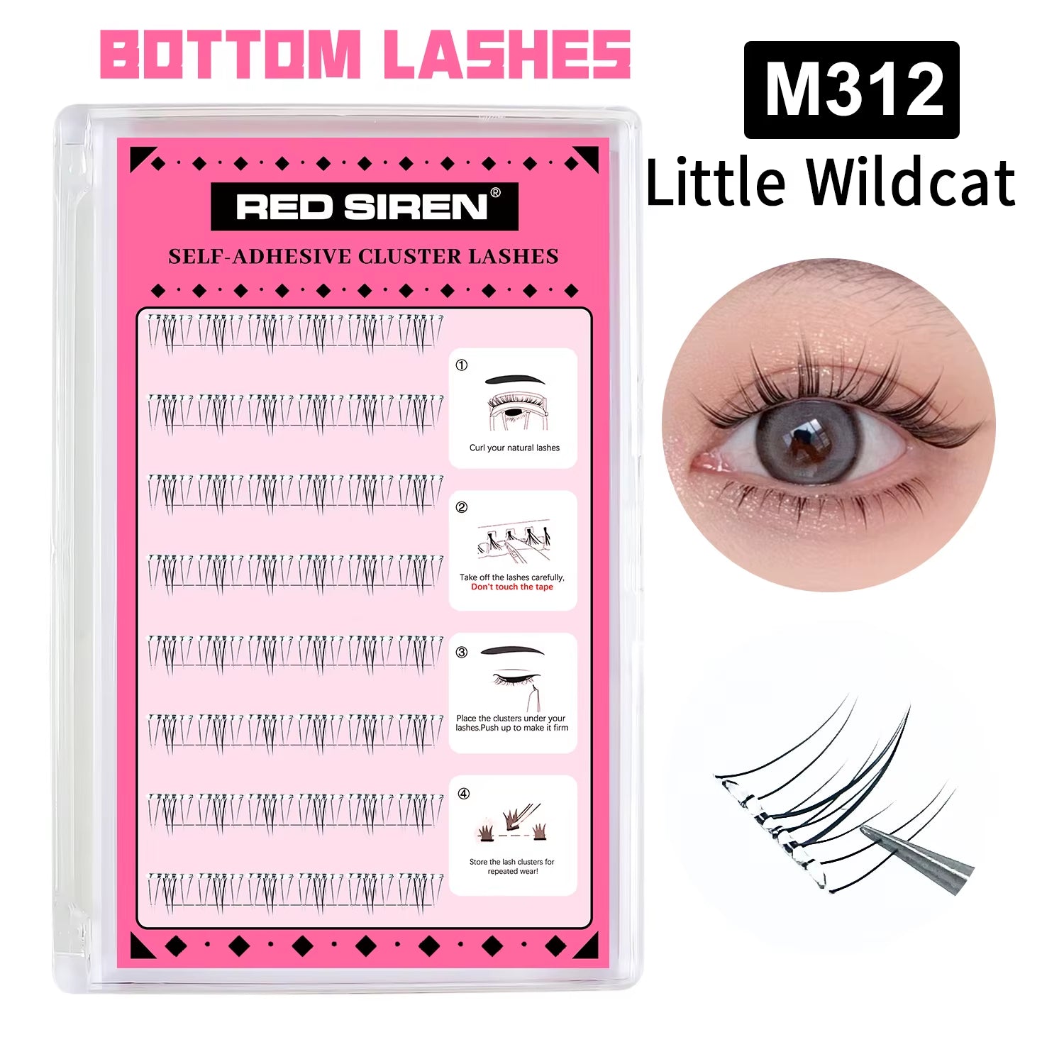 Self Adhesive Bottom Lashes No Glue Needed Reusable under Eyelash Korean / Makeup DIY Individual Manga Lash Clusters
