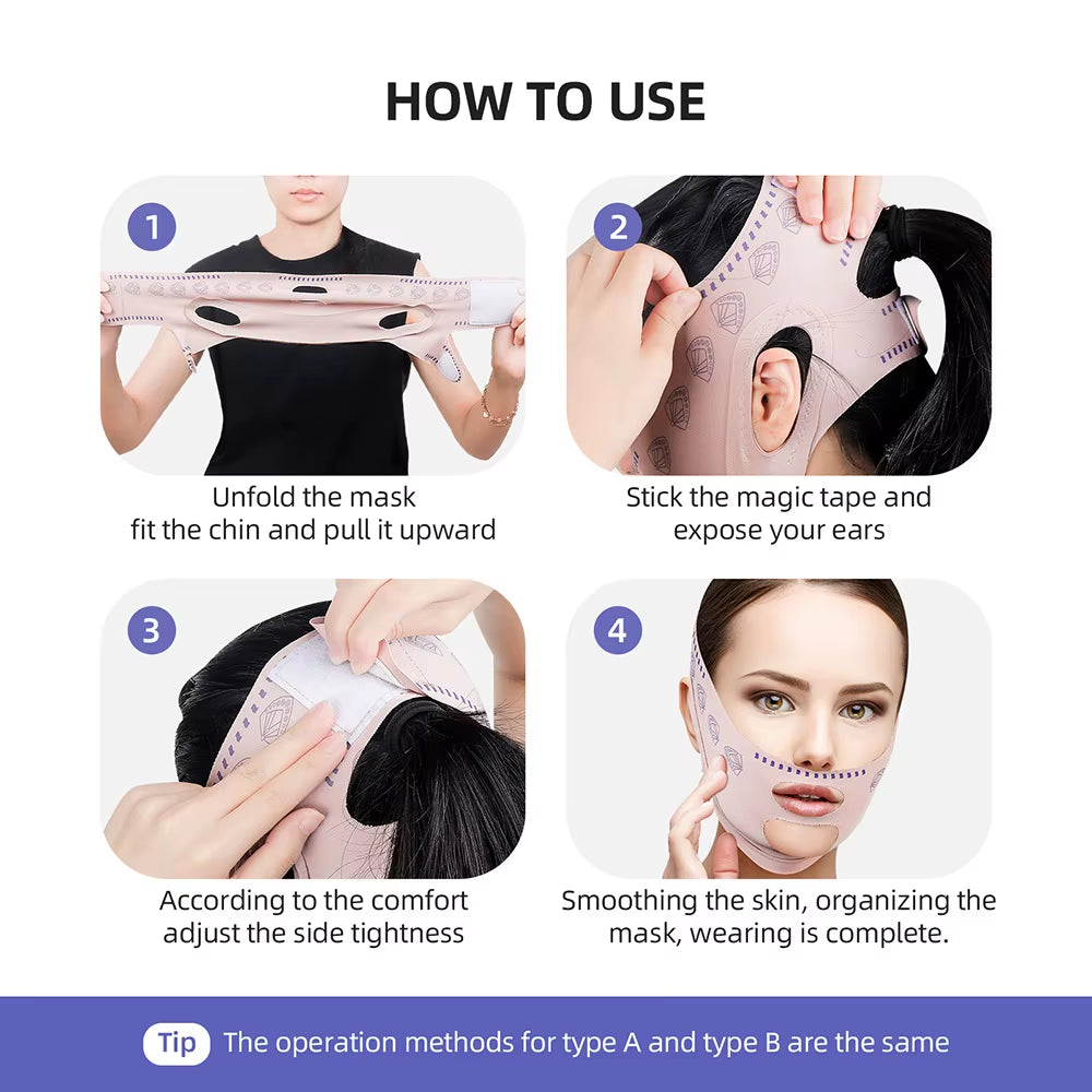 Reusable Face Slimming Bandage V Line Face Shaper Women Chin Cheek Lift up Belt Facial Massage Strap Face Skin Care Beauty Tools