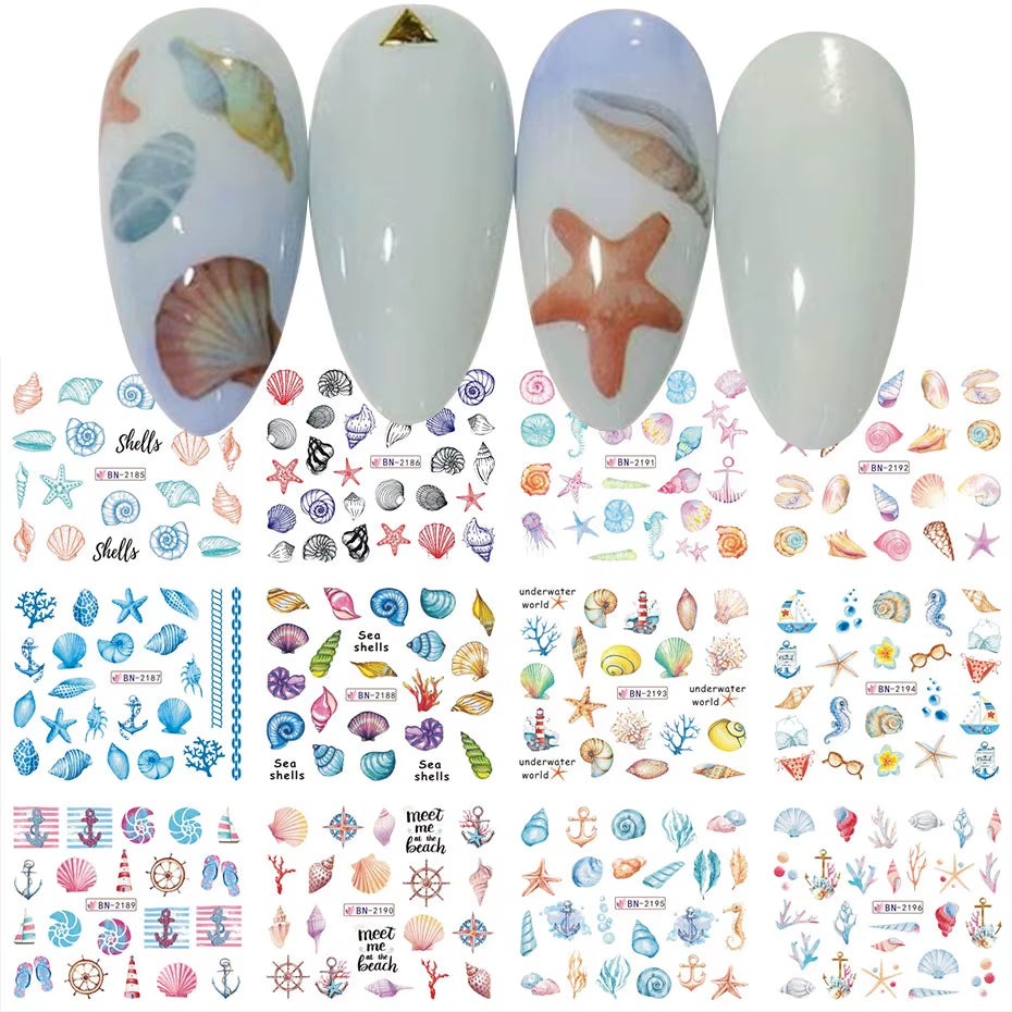 12Pcs Kawaii Cat Nail Water Sticker Anime Watercolor Design Foil for Nail Decals Cute Cartoon Watermark Transfer Manicure Slider