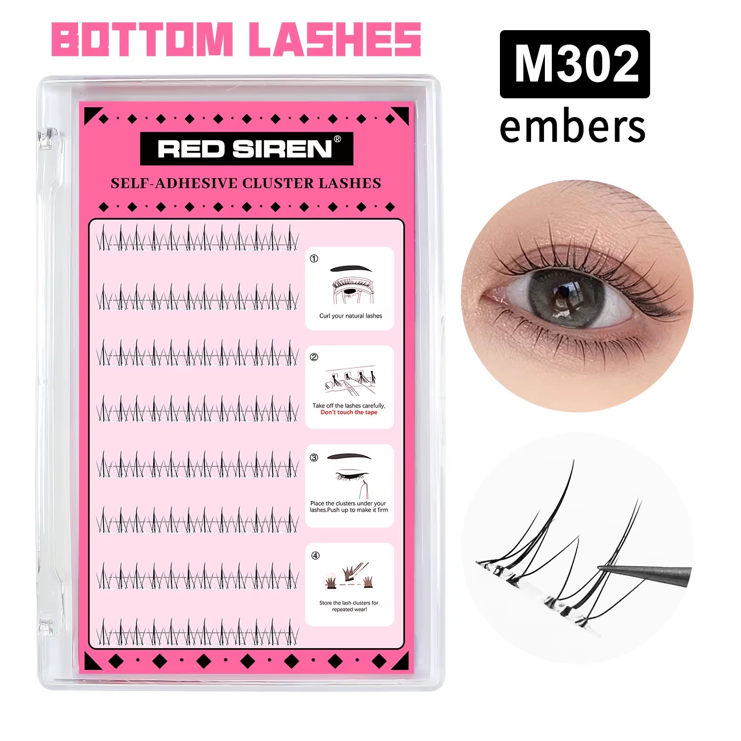 Self Adhesive Bottom Lashes No Glue Needed Reusable under Eyelash Korean / Makeup DIY Individual Manga Lash Clusters