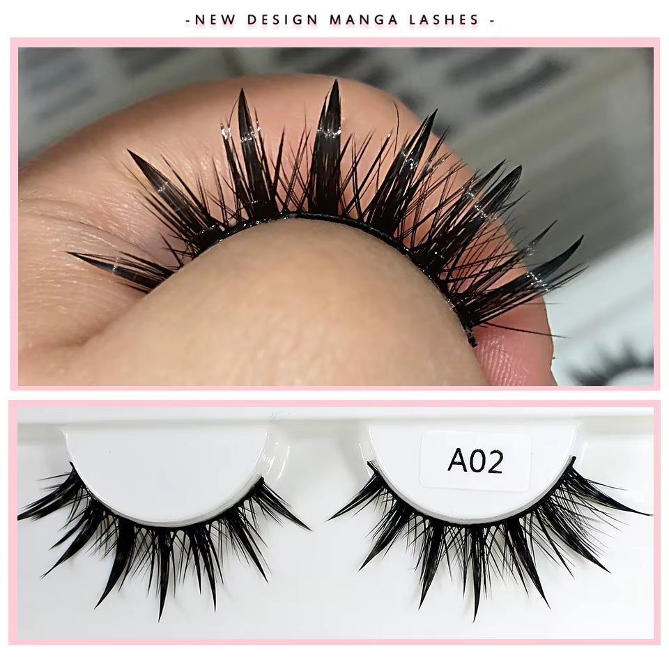 Eyelashes New Design Wet Manga Lashes Korean Makup Fashion Long Thick Natural Fake Eyelashes