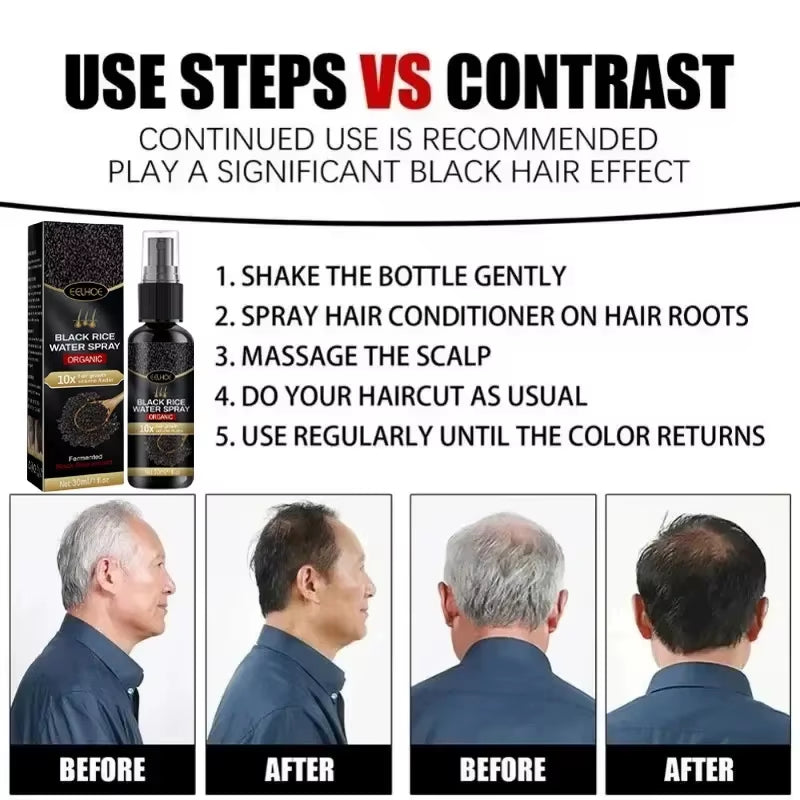 Gray White Hair Treatment Serum Cover White Hair to Black Natural Color Repair Spray anti Loss Hair Restore Healthy Hair Care