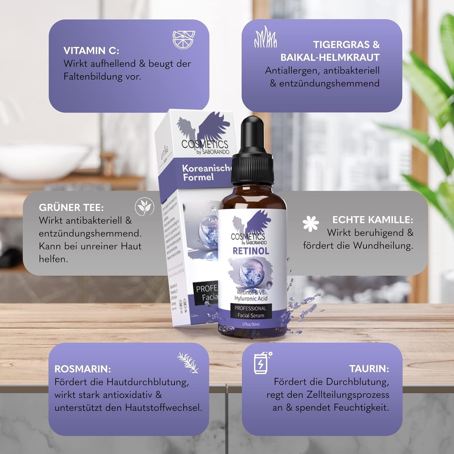 Korean Skincare Retinol Siero Ad Alto Dosaggio | + Acido Ialuronico + Vitamina C | Cura Del Viso Efficace Contro Rughe, Anti-Invecchiamento E Riduzione Dei Pori, Cosmetici Coreani 30 Ml, Skincare By