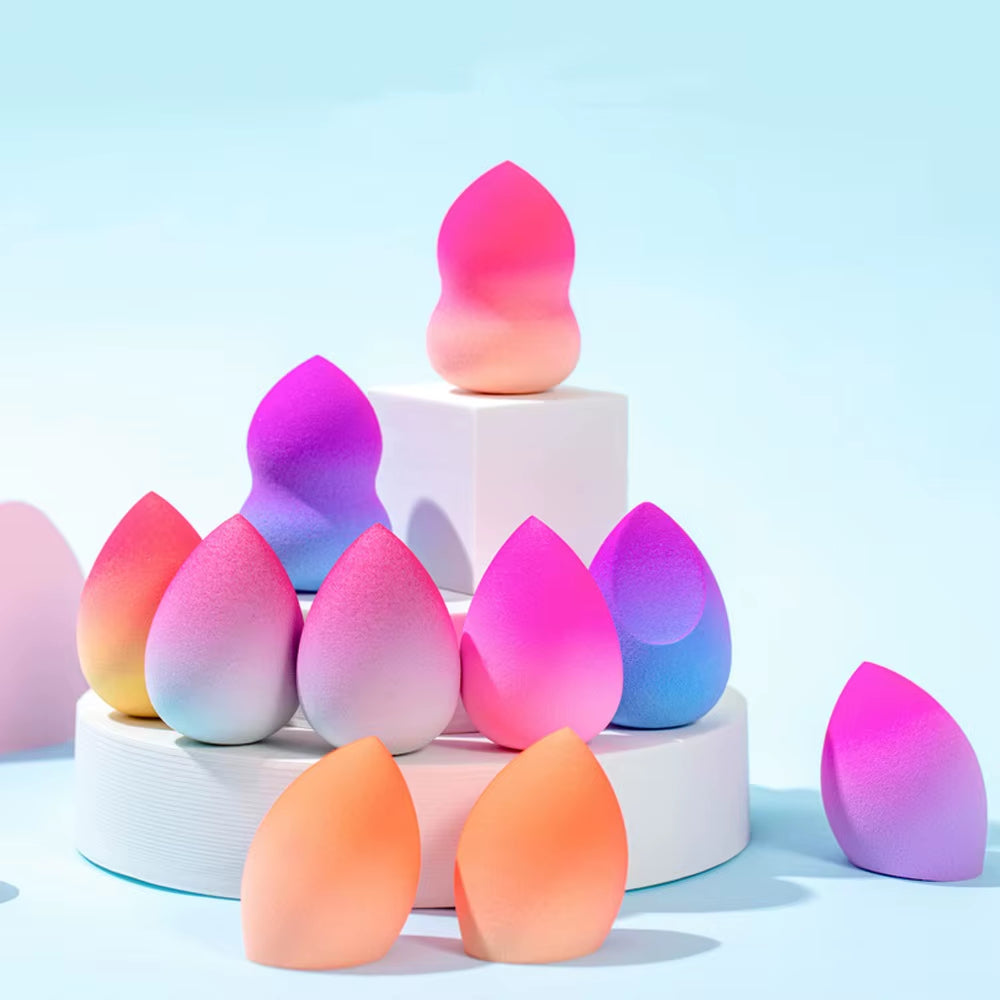 Makeup Sponge Gradient Color Egg Foundation Sponge Water Drop Shape Smooth Applying Cosmetic Peach Puff Powder Wet&Dry Dual Use