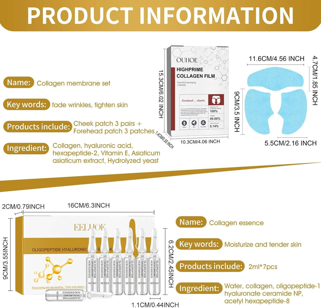 Fogli Collagene Viso Assorbibili, Highprime Collagen Film Viso, Collagene Film Viso Solubile, Korean Collagen Firming Mask, Set Di Fusione Di Collagene, Cura Della Pelle E Rassodamento