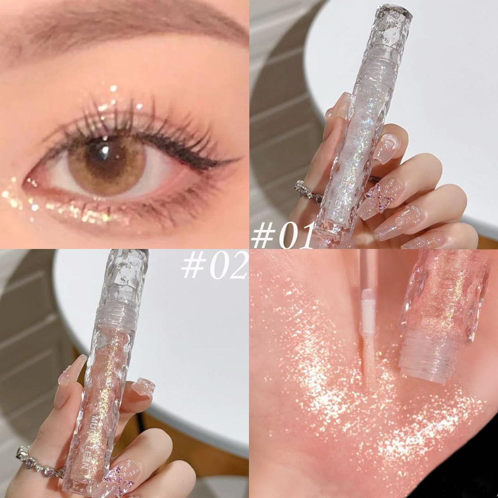 6Pcs Glitter Eyeshadow Set,Long Lasting Impermeabile Shimmer Eyeliner Liquido,Glitter Liquido Eyeshadow Stick, Cristalli Coreani Trucco