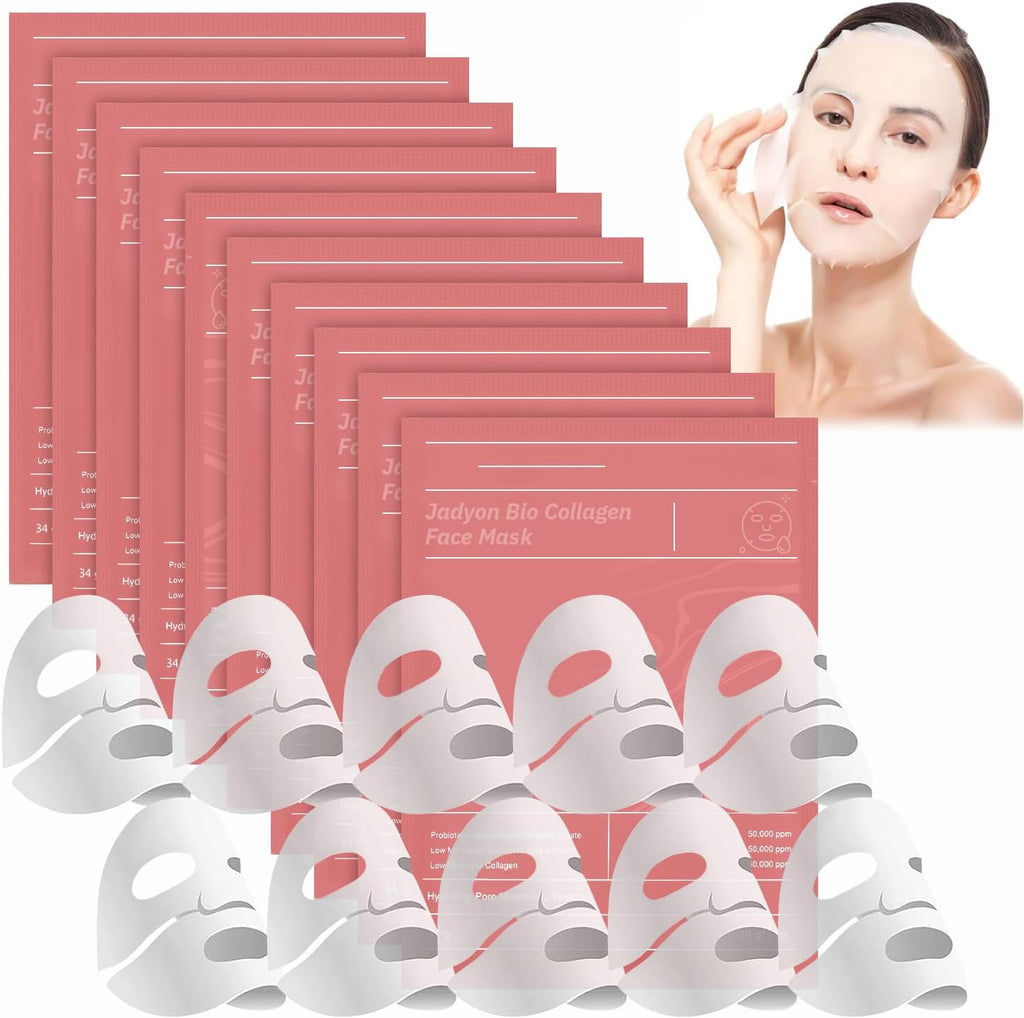 Maschera Collagene Viso, 10 Pezzi Real Deep Maschera Bio Collagene Viso, Collagen-E Real Deep Mask Overnight, Idratazione Profonda, Pelle Luminosa E Compatta per Tutti I Tipi Di Pelle