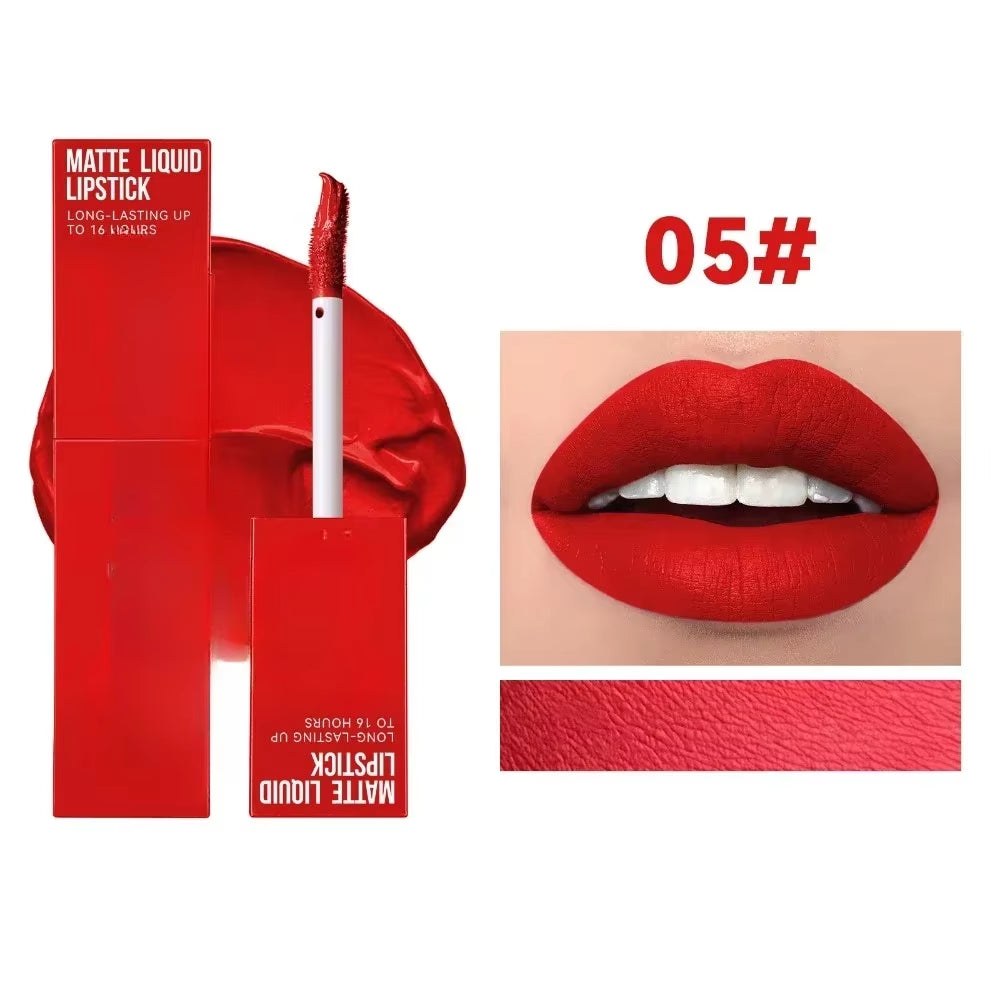Cheap Matte Ink Liquid Lipstick Non-Stick Cup Long Lasting Velvet Nude Lip Gloss Waterproof Lips Tint Waterproof Korean Make Up