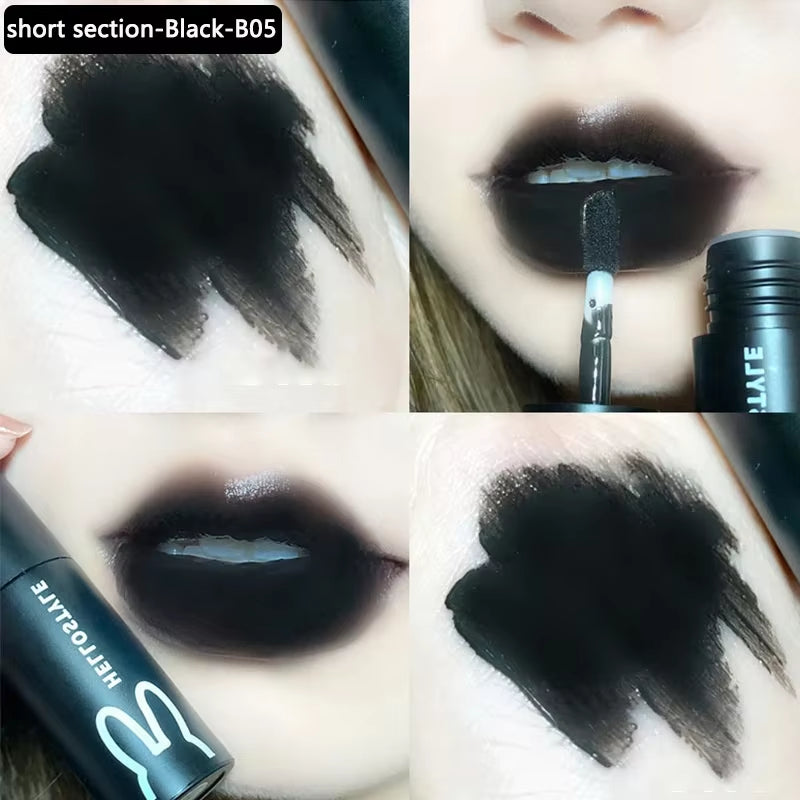 1/3Pcs Punk Gothic Black Matte Lipstick Brown Lip Satin Red Lip Tint Waterproof Sexy Liquid Liptsick Lip Gloss Korean Cosmetics