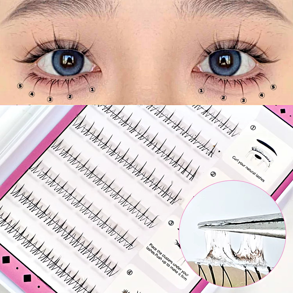 Self Adhesive Bottom Lashes No Glue Needed Reusable under Eyelash Korean / Makeup DIY Individual Manga Lash Clusters