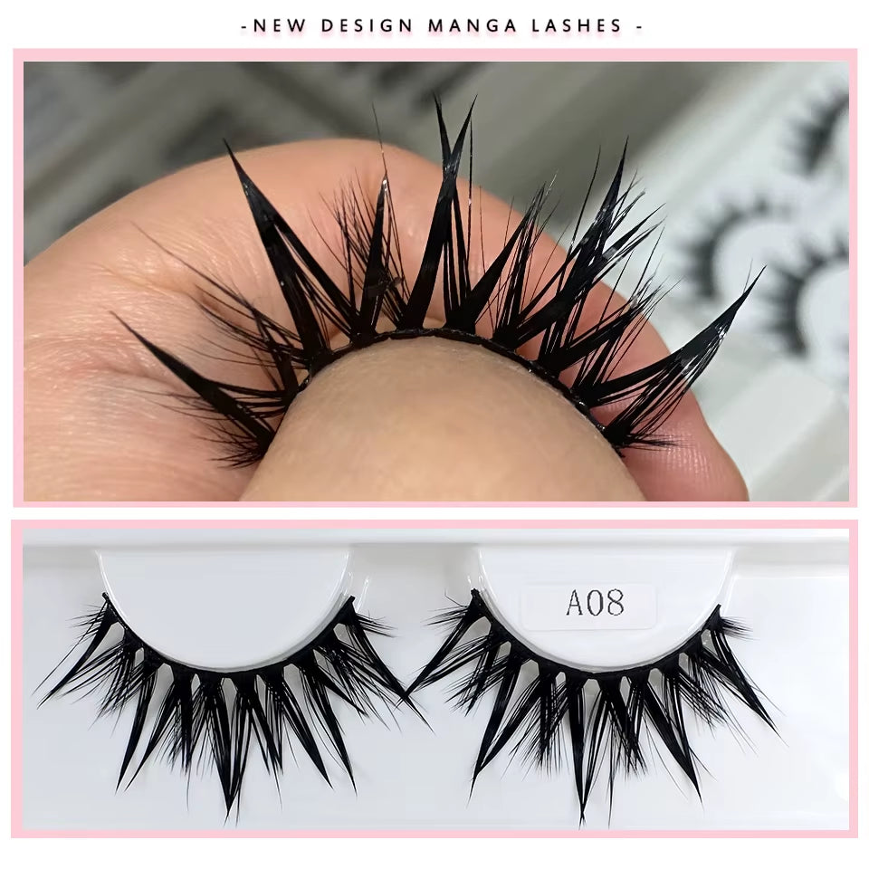 Eyelashes New Design Wet Manga Lashes Korean Makup Fashion Long Thick Natural Fake Eyelashes