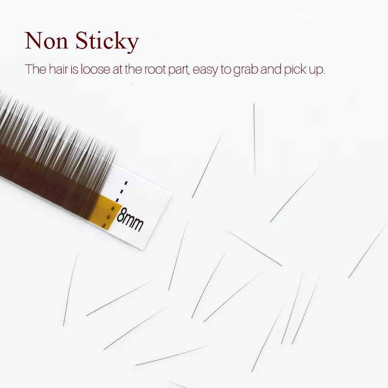 High Quality Straight Curvate Eyebrow Extensions False Eyebrow 12 Lines Brown Color Eyebrow Extension