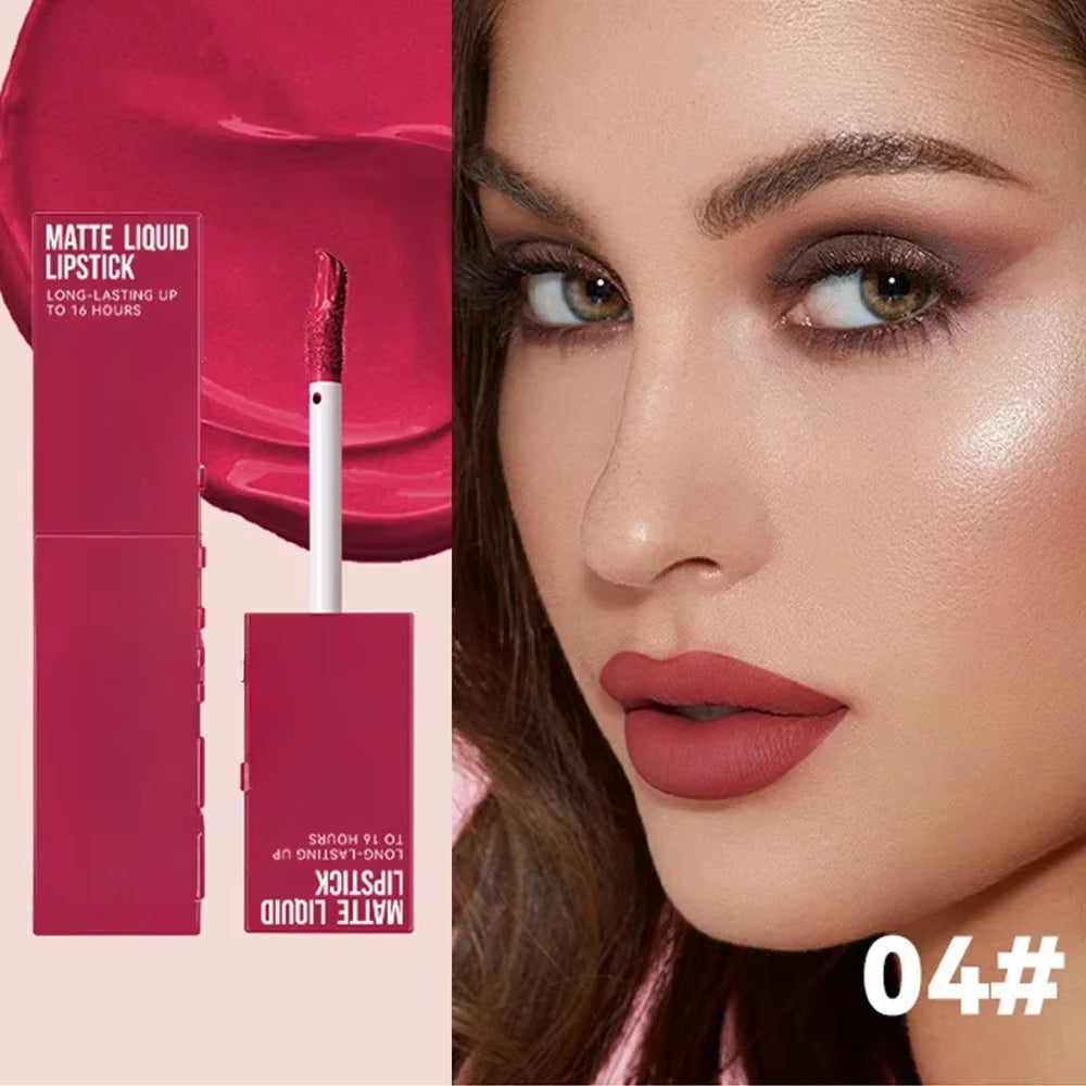 Cheap Matte Ink Liquid Lipstick Non-Stick Cup Long Lasting Velvet Nude Lip Gloss Waterproof Lips Tint Waterproof Korean Make Up