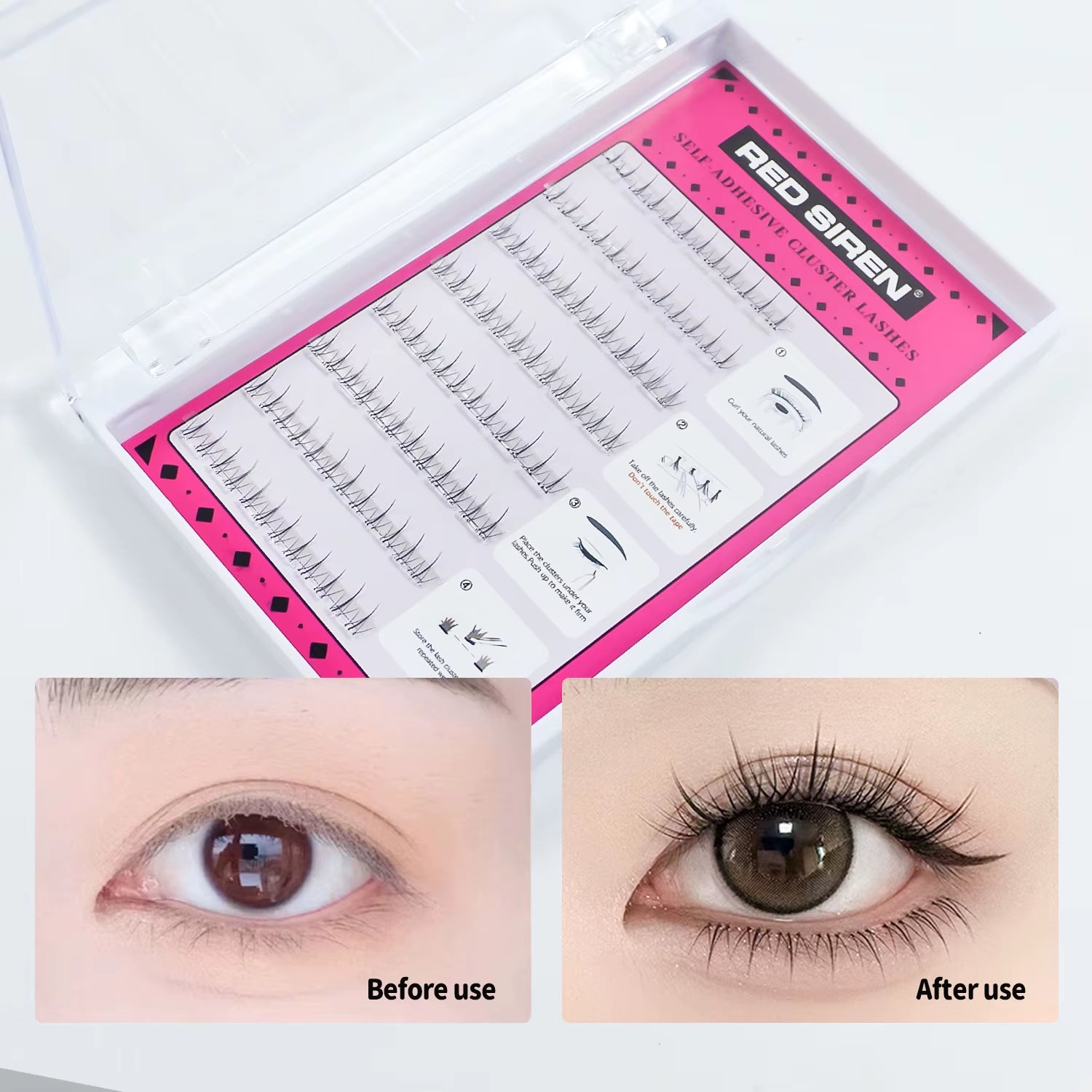 Self Adhesive Bottom Lashes No Glue Needed Reusable under Eyelash Korean / Makeup DIY Individual Manga Lash Clusters