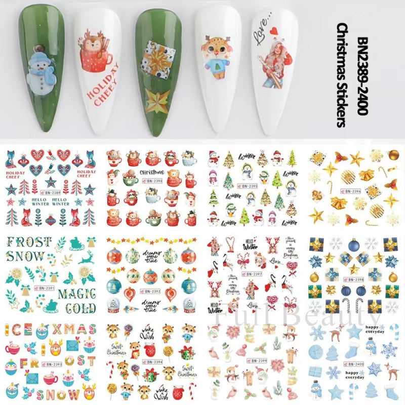 12Pcs Kawaii Cat Nail Water Sticker Anime Watercolor Design Foil for Nail Decals Cute Cartoon Watermark Transfer Manicure Slider