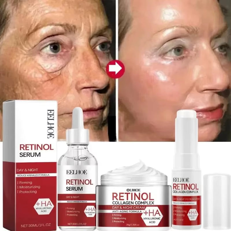 Retinol Wrinkle Removal Facial Kit Instant Firming Enhancement anti Aging Serum Fading Fine Line Whitening Korean Skincare