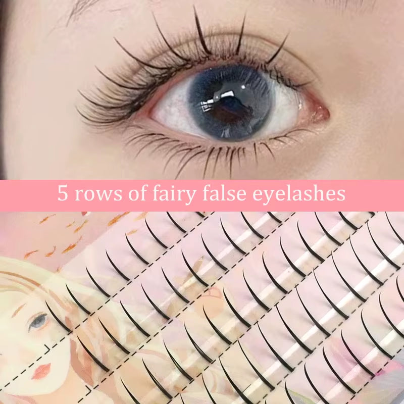 Fishtail + A-Type Mixed Hair Five Rows Mixed Natural False Eyelashes Self-Grafting Single Cluster Eyelashes Eye Lash Fa