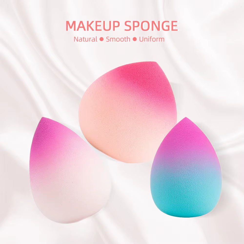 Makeup Sponge Gradient Color Egg Foundation Sponge Water Drop Shape Smooth Applying Cosmetic Peach Puff Powder Wet&Dry Dual Use