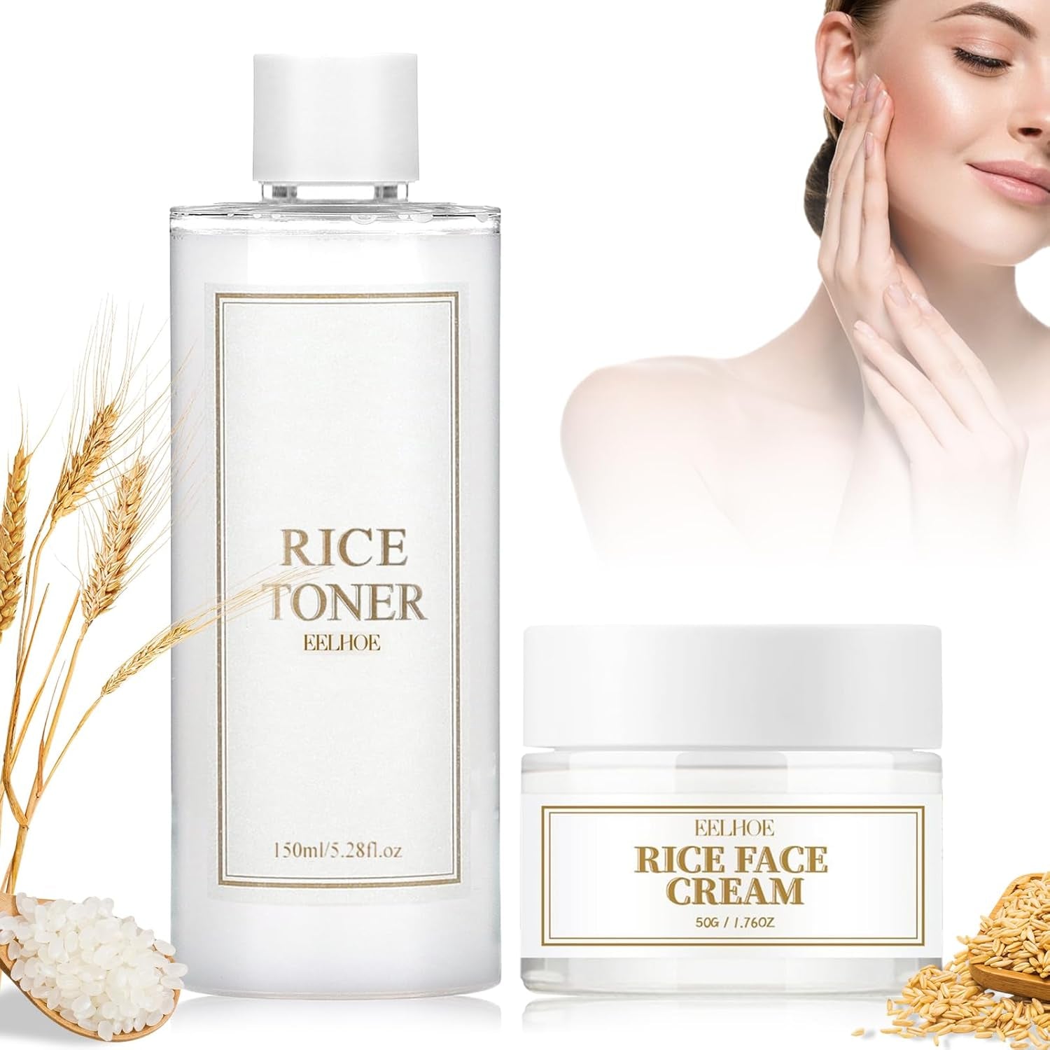 Rice Toner E Rice Cream, Korean Rice Extracts, Idratante Al Riso, Toner Korean Skincare, per Riparare La Barriera Cutanea, Idratante, anti Età, per Pelli Secche E Sensibili