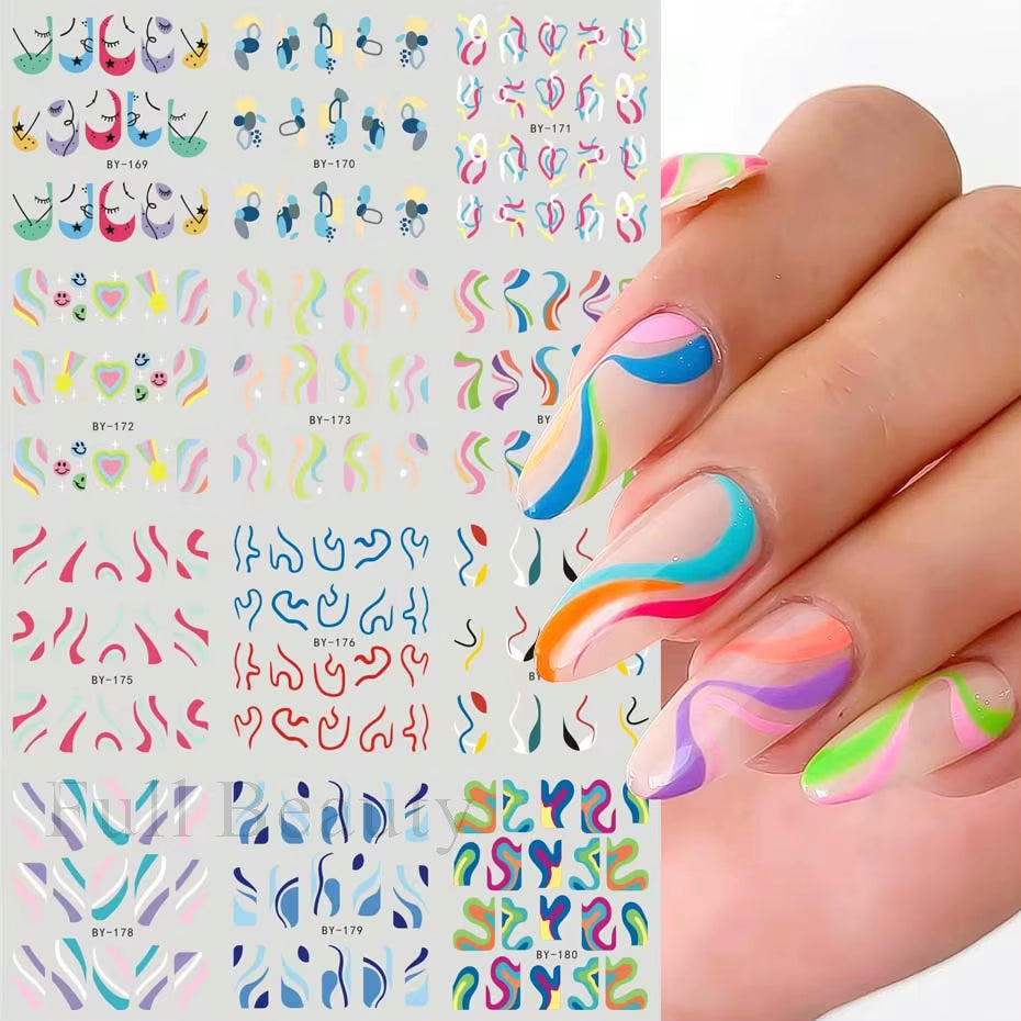 12Pcs Kawaii Cat Nail Water Sticker Anime Watercolor Design Foil for Nail Decals Cute Cartoon Watermark Transfer Manicure Slider