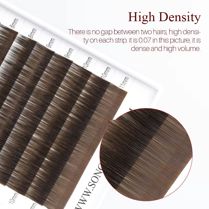 High Quality Straight Curvate Eyebrow Extensions False Eyebrow 12 Lines Brown Color Eyebrow Extension
