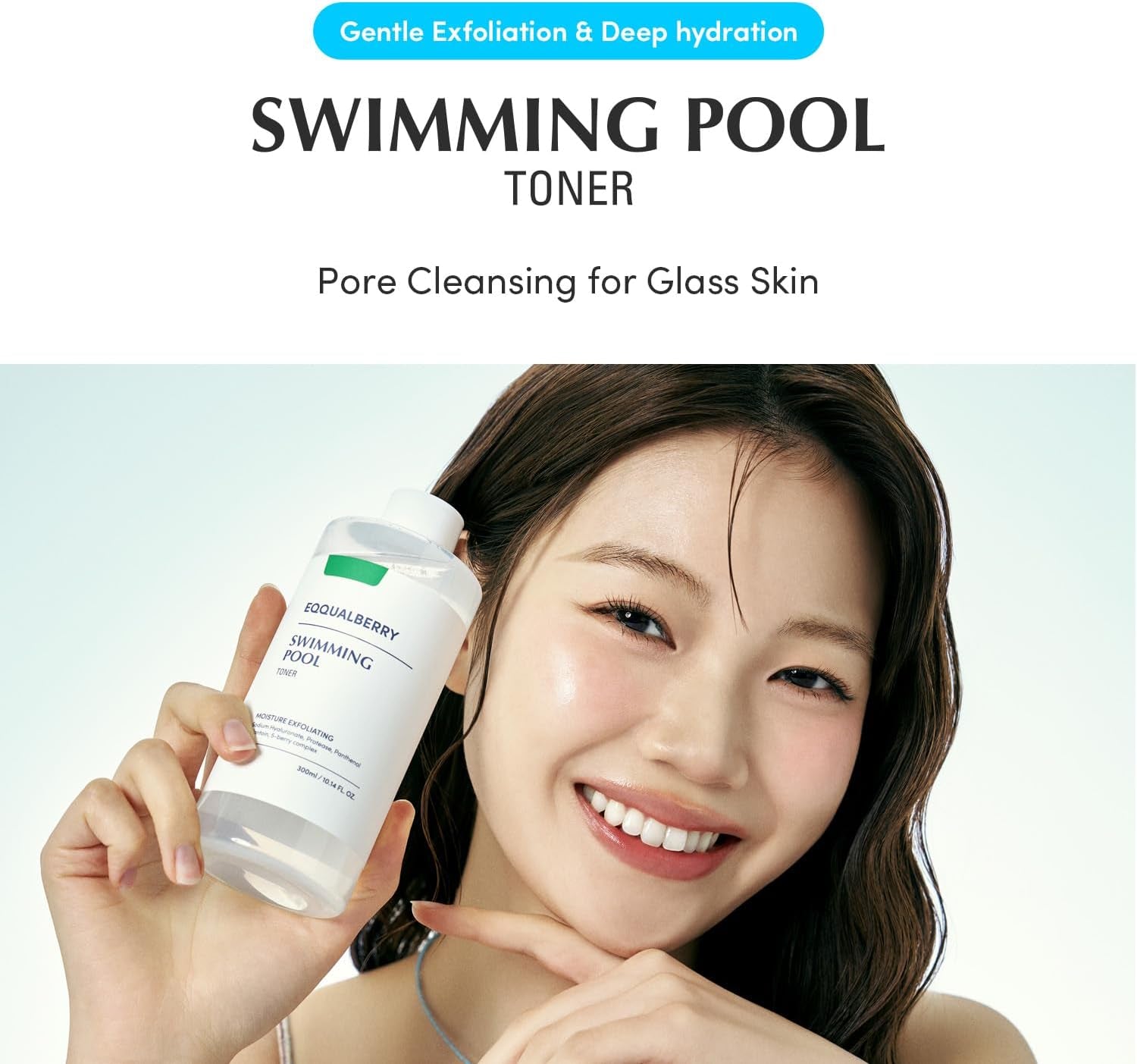 Swimming Pool Facial Toner - 10.14 Fl. Oz / 300Ml | Vegan, Hydrating & Soothing Toner for Face | Pore Control & Mild Exfoliating | All Skin Types | Korean Skincare - EWG Green