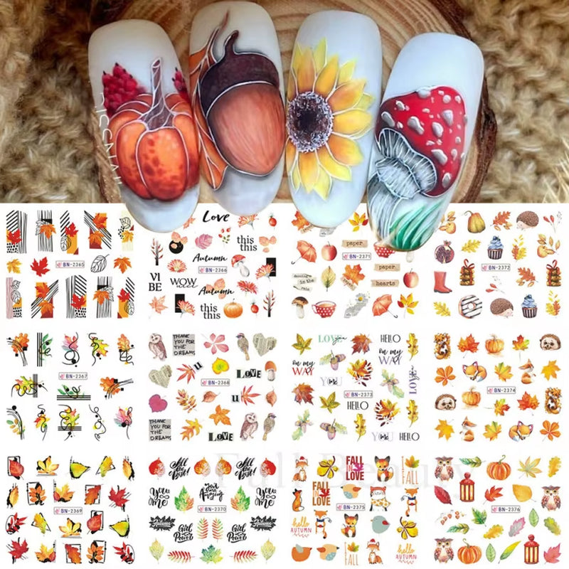 12Pcs Kawaii Cat Nail Water Sticker Anime Watercolor Design Foil for Nail Decals Cute Cartoon Watermark Transfer Manicure Slider