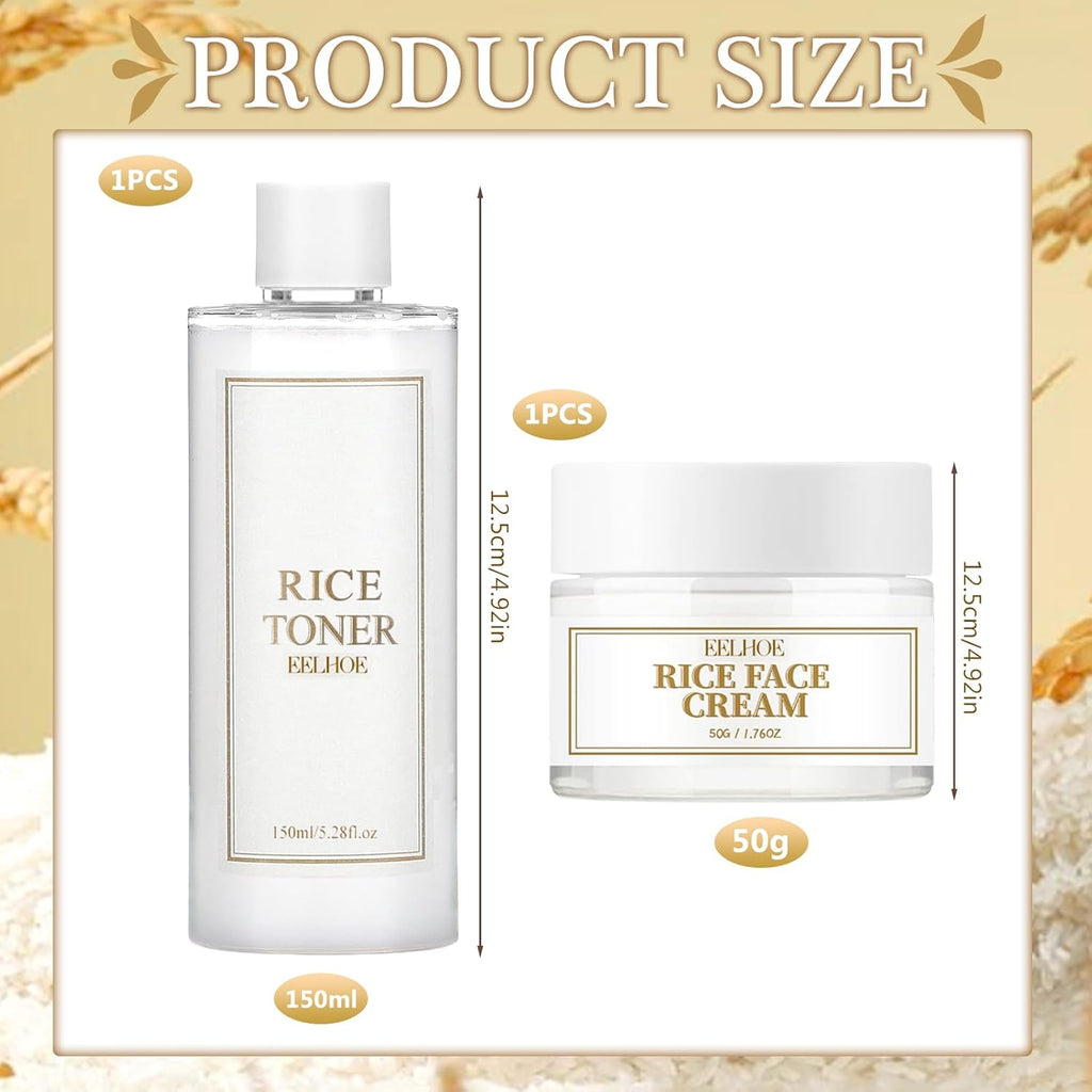 Rice Toner E Rice Cream, Korean Rice Extracts, Idratante Al Riso, Toner Korean Skincare, per Riparare La Barriera Cutanea, Idratante, anti Età, per Pelli Secche E Sensibili