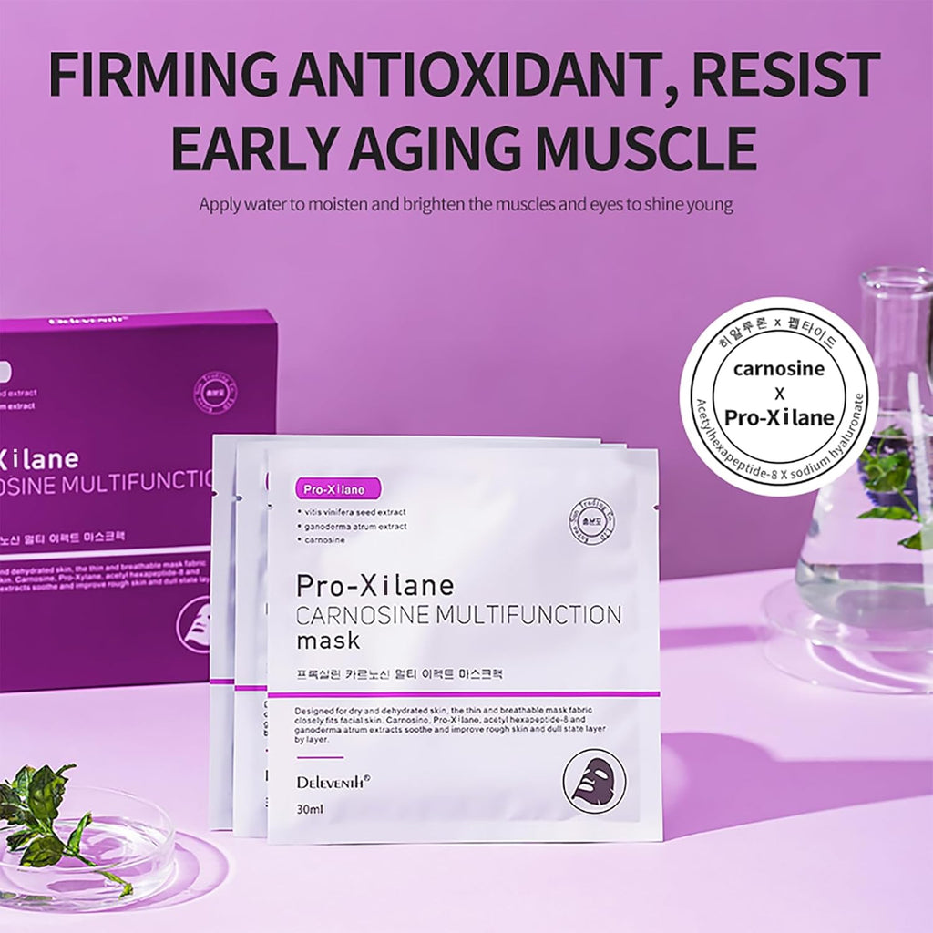 Korean Brand Pro-Xylane Facial Mask 30Ml×5Pcs / Anti-Aging & Anti-Wrinkle Formula to Reduce Fine Lines, Promote Collagen Synthesis, and Repair Damaged Skin Cells for Youthful Radiance