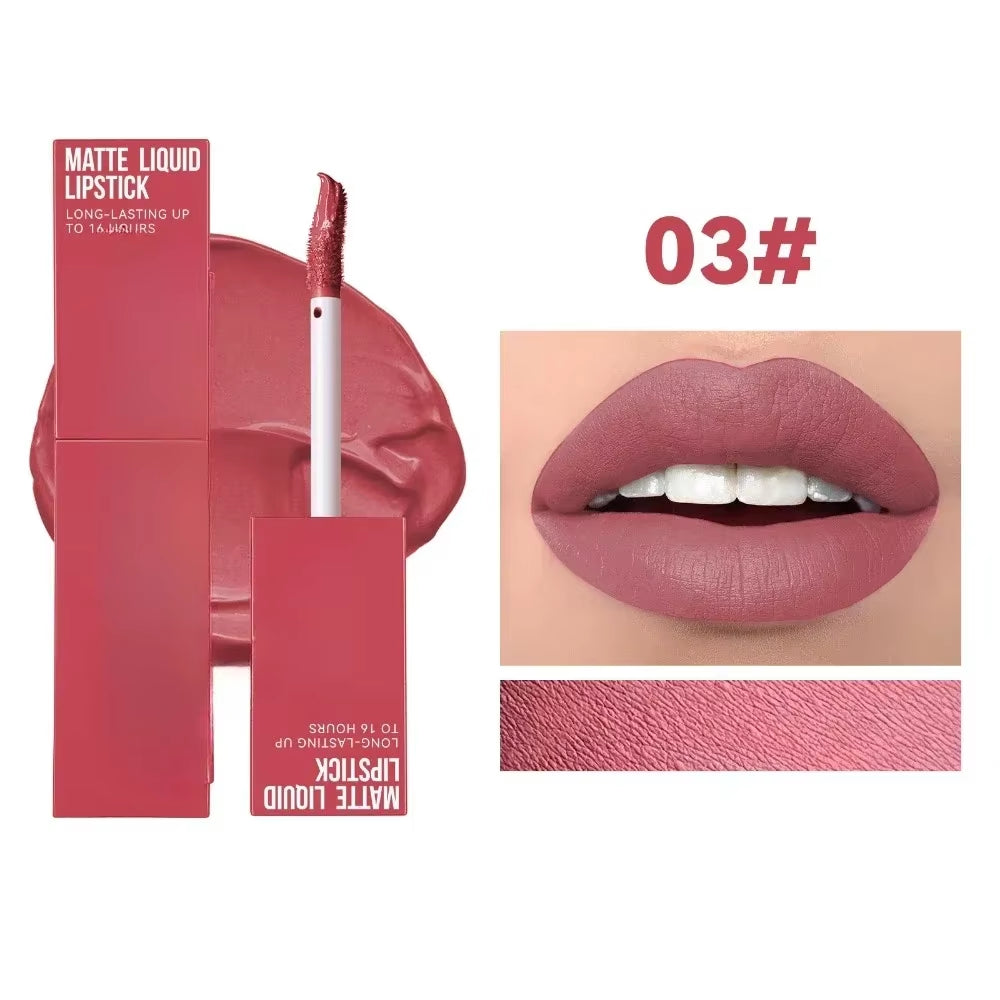 Cheap Matte Ink Liquid Lipstick Non-Stick Cup Long Lasting Velvet Nude Lip Gloss Waterproof Lips Tint Waterproof Korean Make Up