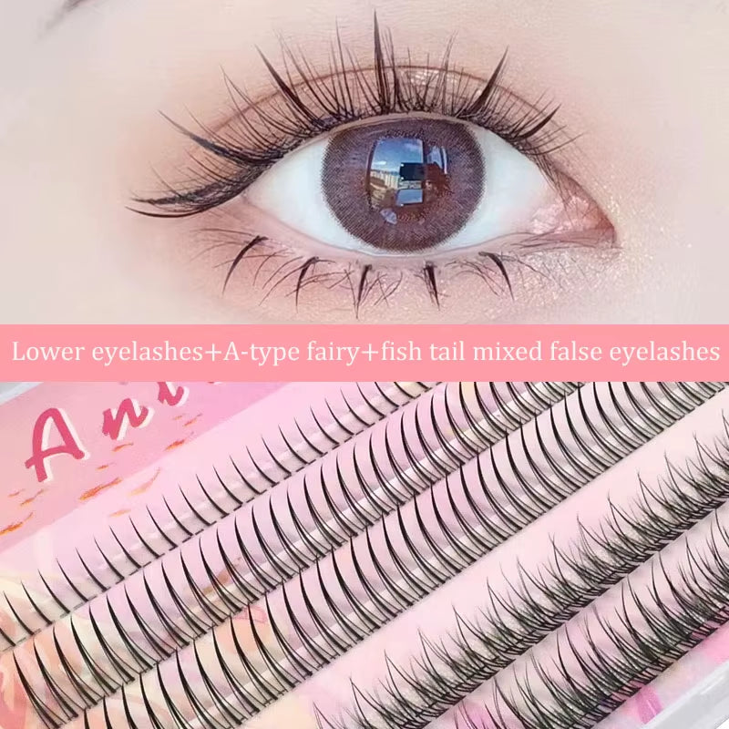 Fishtail + A-Type Mixed Hair Five Rows Mixed Natural False Eyelashes Self-Grafting Single Cluster Eyelashes Eye Lash Fa